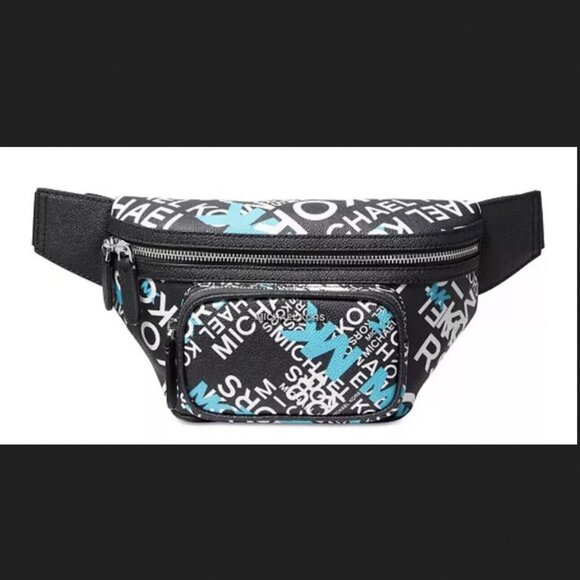 Michael Kors Other - Michael Kors Hudson 33U2LHDC1O Belt Bag Men Midnight Leather Scatter Print LTMV1